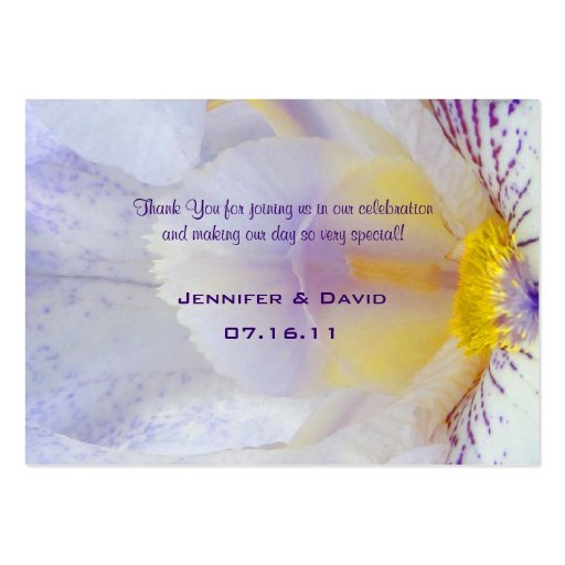Iris Wedding Gift Tag/Business Card (back side)