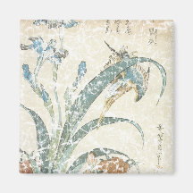 Irises and Kingfisher Fridge Magnet