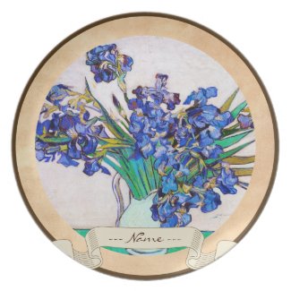 Irises by Vincent Van Gogh flower fine art paint Party Plate