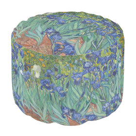 Irises by Vincent Van Gogh Round Pouf