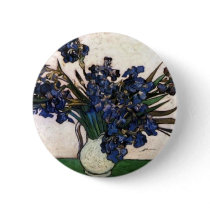 Irises in Vase by Vincent Van Gogh Pinback Button