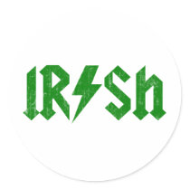Irish AC/DC Green Round Stickers