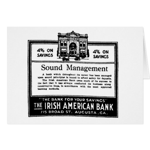 Irish American Bank Augusta GA 1913 Card