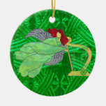 Irish Angel and Harp in Stained Glass Christmas Ornament