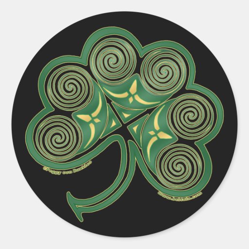 Irish Art Sticker, Spiral Shamrock #2