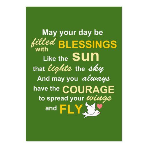 Irish Blessing for Courage - Typography in green Business Card Template (front side)