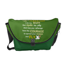 Irish Blessing for Courage - Typography in green Courier Bag