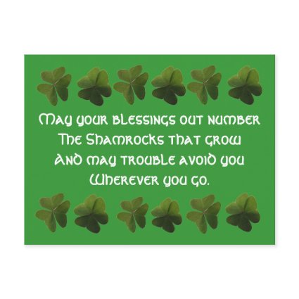 Irish Blessing Shamrock Postcard postcard