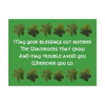 Irish Blessing Shamrock Postcard
