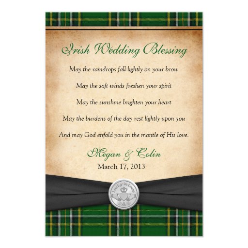 Irish Blessing Tartan Claddagh Lucky Wedding Custom Announcement