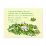 Irish Blessings Cartoon Rabbit Shamrocks Postcard postcards