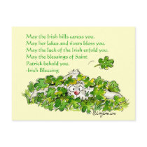 Irish Blessings Cartoon Rabbit Shamrocks Postcard by zooogle Irish Blessings Cartoon Rabbit Shamrocks Postcard