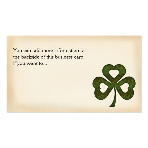 Irish Business Card :: Three Hearted Shamrock D1 (back side)