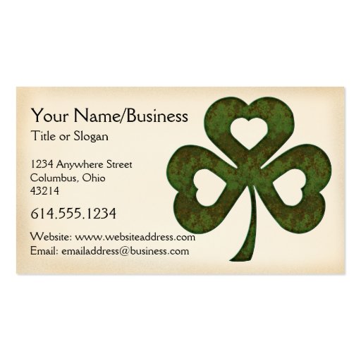 Irish Business Card :: Three Hearted Shamrock D1 (front side)