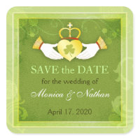Irish Celtic Claddagh Heart Save the Date Stickers