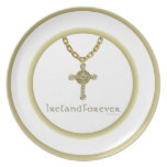 Irish Celtic Cross Double Gold Trimmed Plate