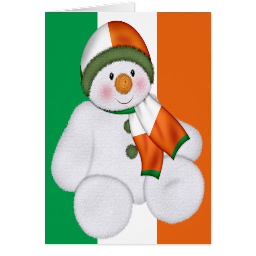 Irish Christmas Snowman Greeting Card
