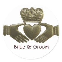 Irish Claddagh Gold Wedding Seals stickers by perfectpostage Irish Claddagh Gold Wedding Seals stickers