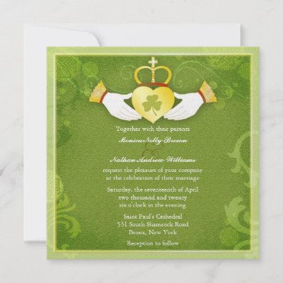 Irish Claddagh Heart Formal Celtic Wedding Invites by BridalHeaven