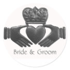 round_sticker - Irish Claddagh love symbol of friendship, loyalty and love in pewter / silver color with bride and groom's name in script font..  Easily customize with bride and groom's name.  Perfect for your Irish Wedding decor.Thousands of wedding and monogram postage stamps are available  in my gallery.   If you would like custom graduation, wedding, monogram or RSVP invitation wedding postage stamps, please visit  Perfectpostage.com



	

&nbsp;



&nbsp;








&nbsp;


&nbsp;




&nbsp;




