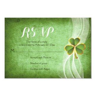 Irish clover green St. Patrick’s Day wedding RSVP