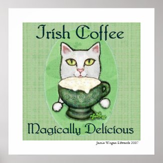 Irish Coffee Cat St. Patrick's Day Art Print print