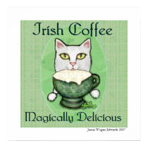 Irish Coffee Cat St. Patrick's Day Art Print by jamiecreates1 Irish Coffee Cat St. Patrick's Day Art Print
