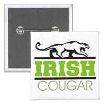 Irish Cougar Gift Pinback Buttons