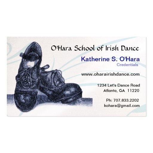 Irish Dance Business Card (front side)