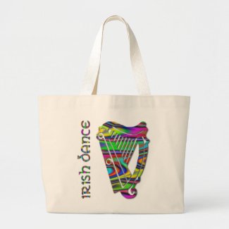rainbow harp and irish dance jumbo tote bag