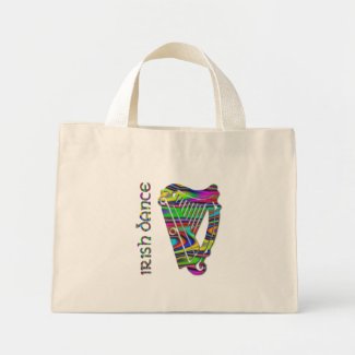 rainbow harp and irish dance tiny tote bag