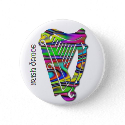 Irish Dance Rainbow Colors Harp of Ireland Button button
