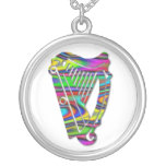 Irish Dance Rainbow Harp Ireland Silver Necklace at Zazzle