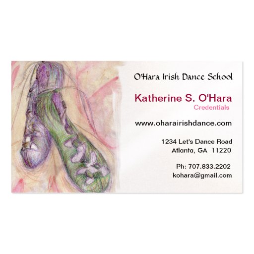 Irish Dance Soft Shoes Business Card (front side)