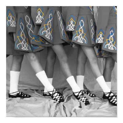 Irish Dancers Black and White Color Embroidery Posters by darkimagestudios