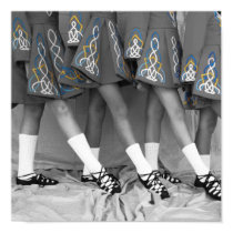 Irish Dancers Black and White Color Embroidery posters
