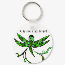 Irish Dragonfly, Kiss me I'm Irish! key Chain keychains