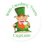Irish Drinking Team ~ Captain Round Stickers