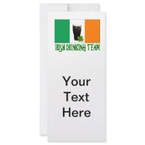Irish Drinking Team St Patricks or St Paddys Flag. Rack Card Template