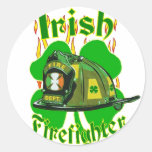Irish firefighter round sticker