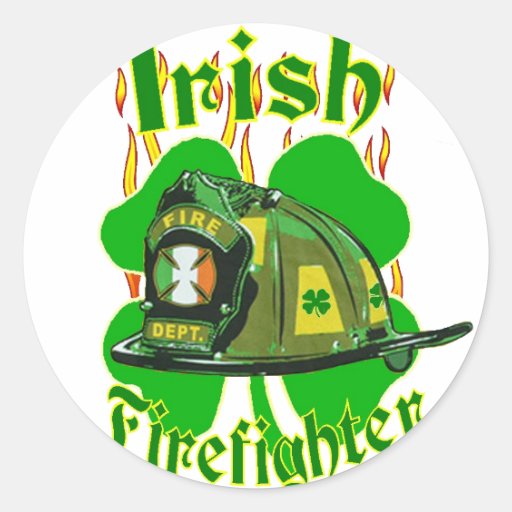 Irish firefighter classic round sticker Zazzle