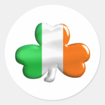 Irish Flag Clover Round Sticker