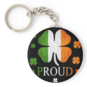 Irish flag four leaf clover keychain