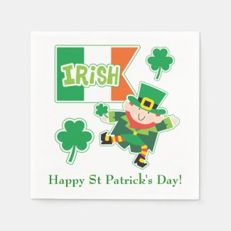 Irish Flag Leprechaun Standard Cocktail Napkin