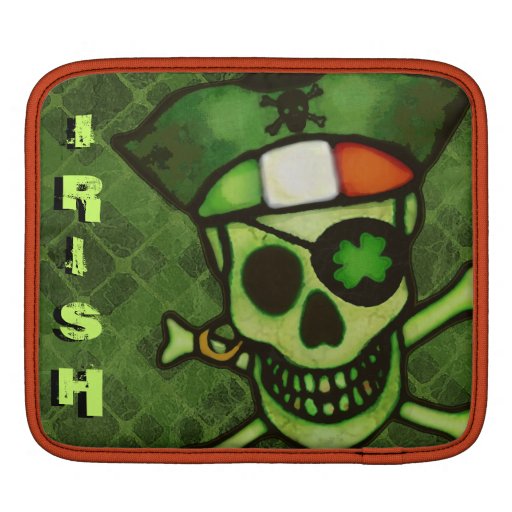 Irish Flag Pirate Skull Rickshaw iPad Sleeve