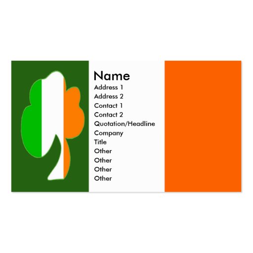 Irish Flag Shamrock Business Cards (front side)