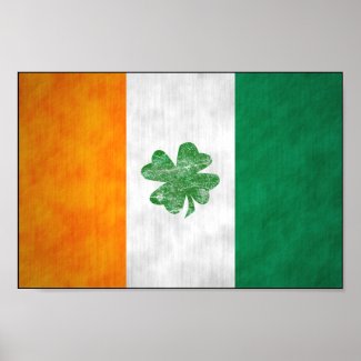 Irish Flag Shamrock Poster print