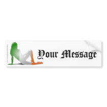 Irish Girl Silhouette Flag Bumper Stickers