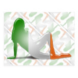 Irish Girl Silhouette Flag Postcard