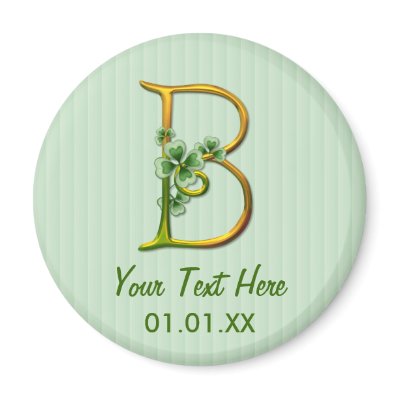 Irish Gold Monogram B Refrigerator Magnets